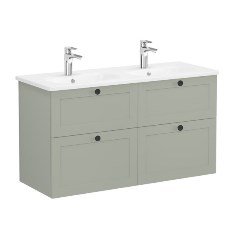 Vitra Root Classic 68952 Lavabo Dolabı, Dört Çekmeceli, 120 Cm, Mat Retro Yeşil, Yuvarlak Lavabolu